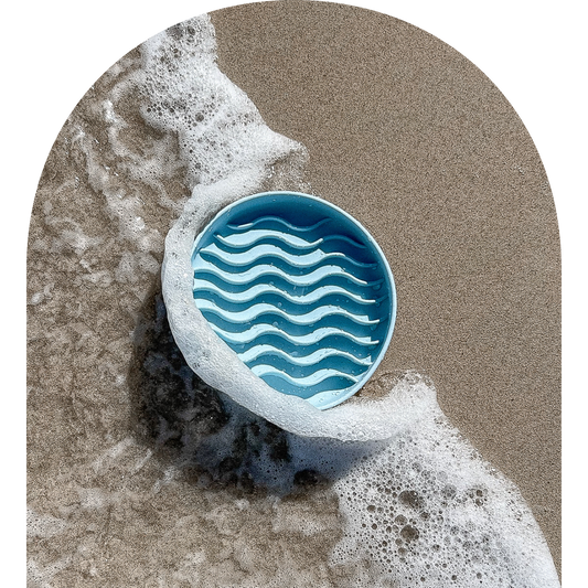 The Wave Bowl - Slow Feeder & Lick Bowl in Ocean